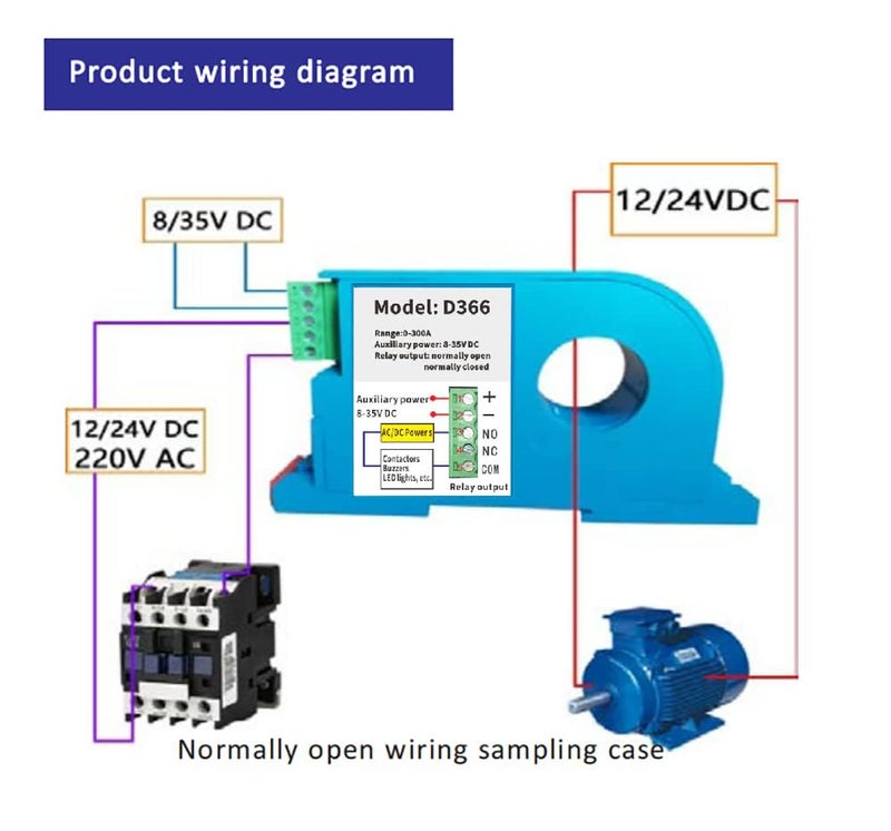 Lelukee DC Current Sensing Relay Switch 0-300A Amp Sensor Monitoring Relay D366 - Image 2
